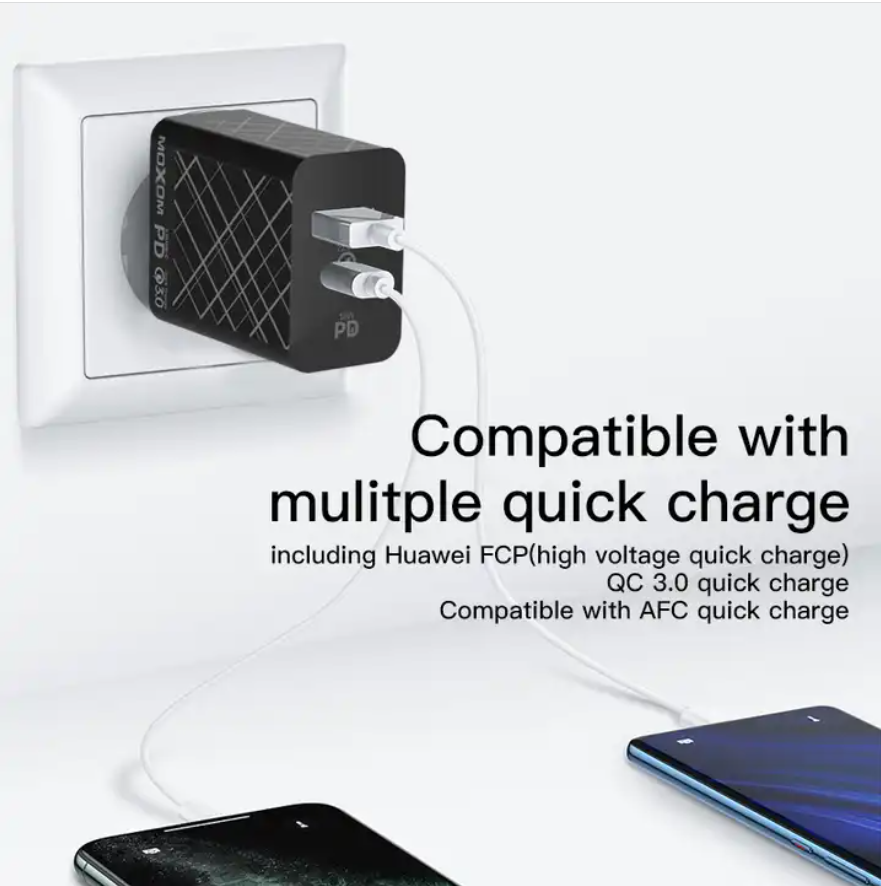 Quick Charge 3.0 for support SCP Usb Charger With 2 Pin EU Plug Dual Port 18w Qualcomm 3.0 Wall Charger