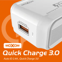 One USB Home Charger MOXOM Original Fast USB Charger With Cable QC Quick Charger 3.0