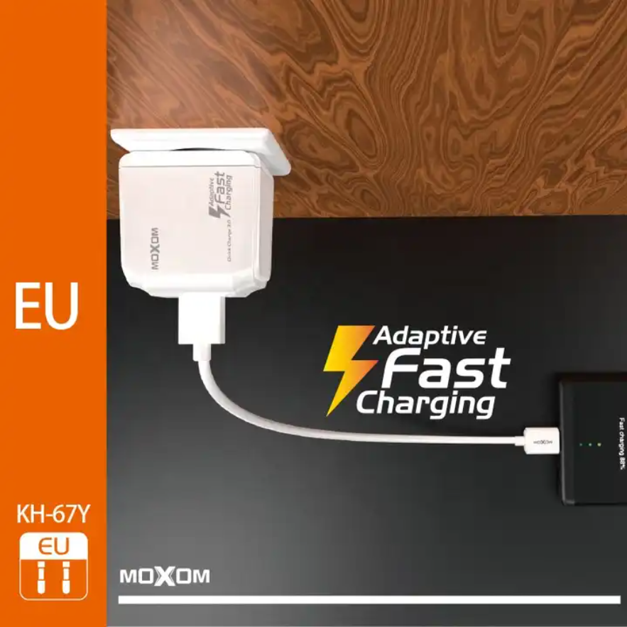 One USB Home Charger MOXOM Original Fast USB Charger With Cable QC Quick Charger 3.0