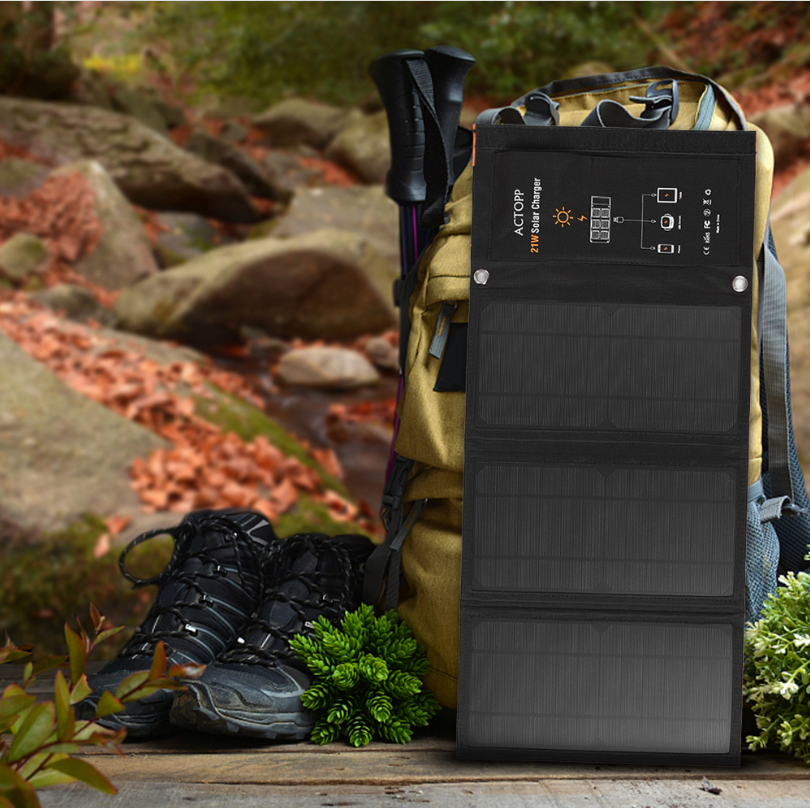 21W Foldable Waterproof Sun Power Charge Dual USB Ports Solar Panel For Battery Cell Phone Chargers Portable Solar Charger