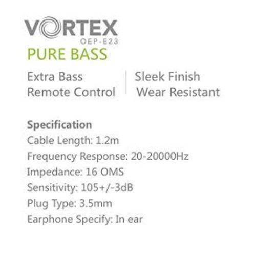 Vortex  Extra Super Bass Earphones - Black