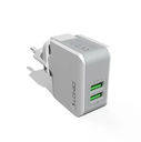 LDNIO Original 12W Output Power Foldable US/UK/EU/AU Plug dual USB Wall USB Charger travel Phone Adapter With USB Cable