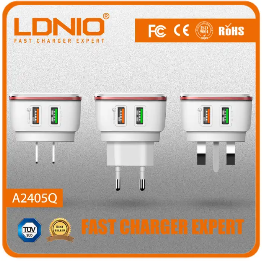 18W LDNIO A2405Q mobile 2 USB Charger ,Quick Charge Universal QC 3.0 USB charger