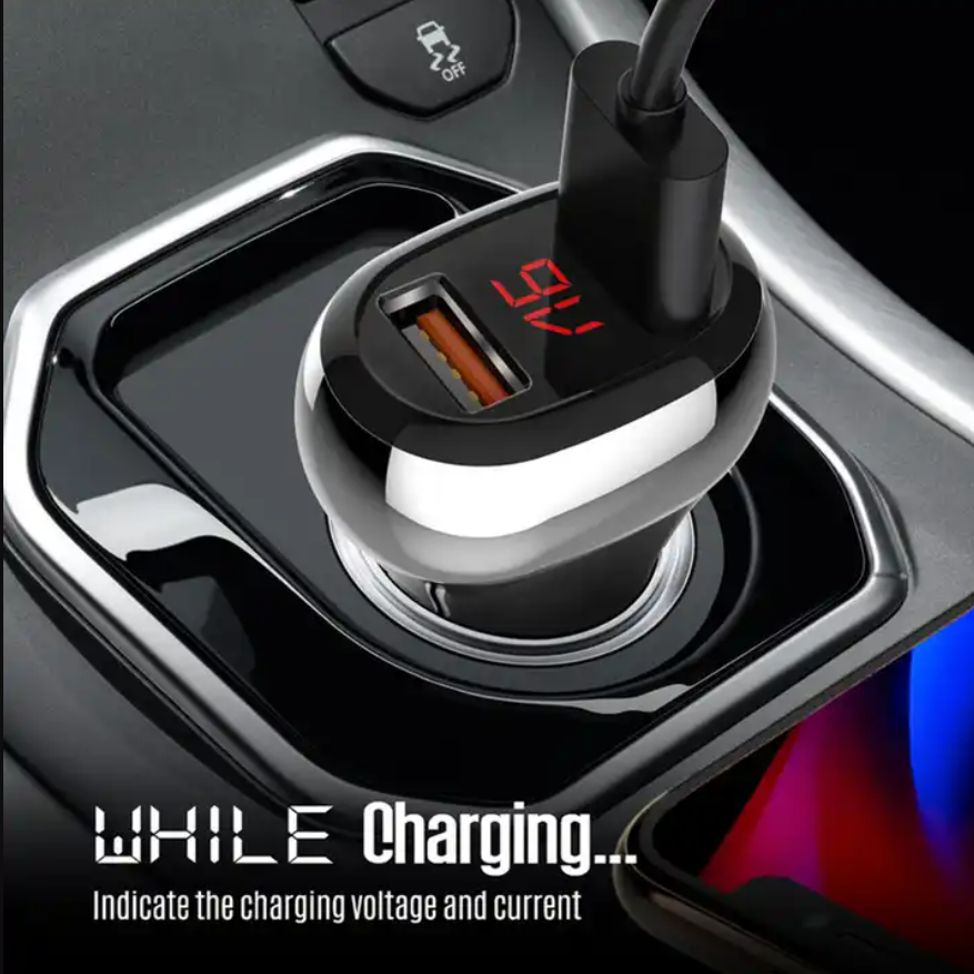 36W LED Display Dual QC3.0 3 ports Fast car charger