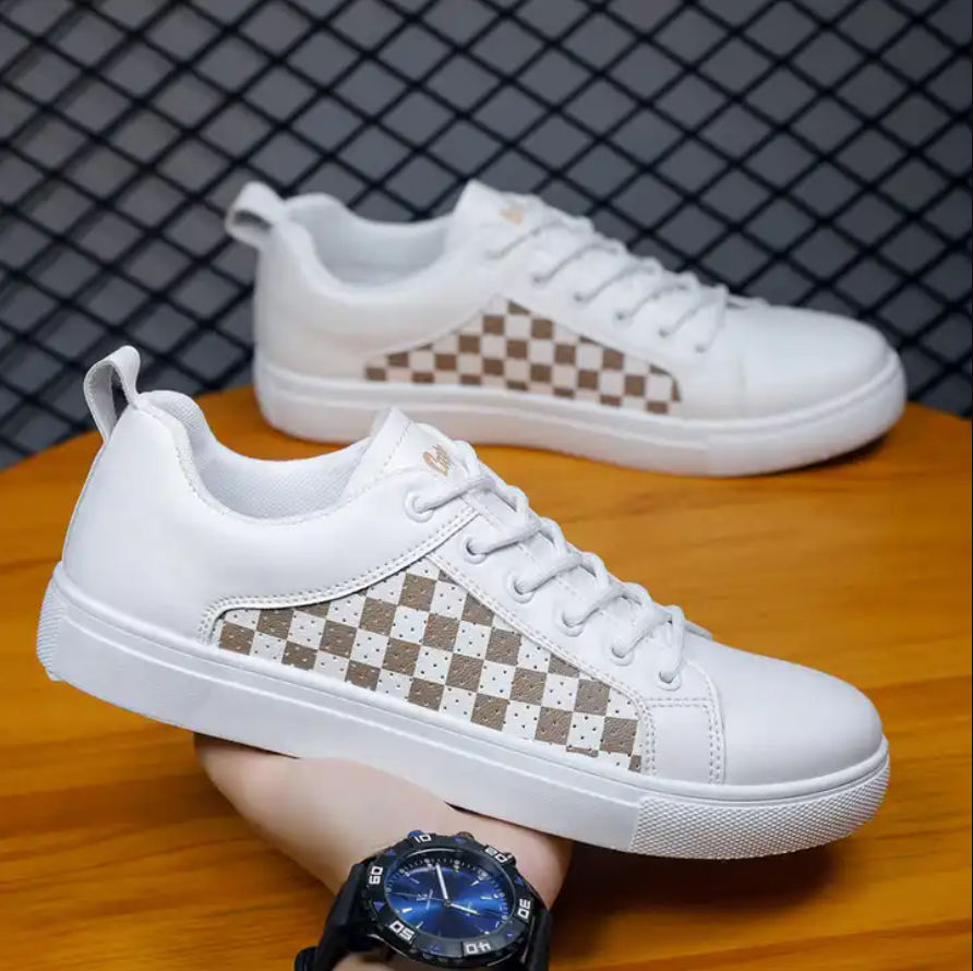 Men PU White Trendy Casual Shoes