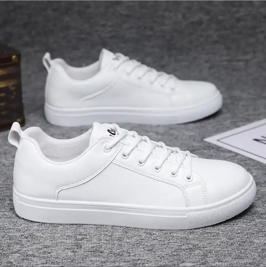 Men PU White Trendy Casual Shoes