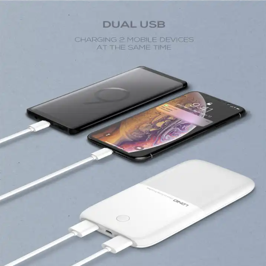 LDNIO 10000mAh Cable-contained Power Bank with Double USB Port PR1009