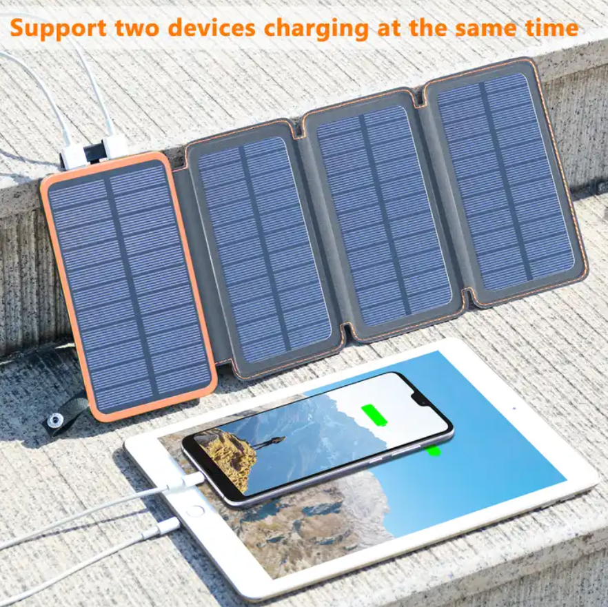 Solar Power Bank Solar Charger 2 Ports Power Bank 25000mah Led Light Portable Charger Power bank With Compass For mobile phone