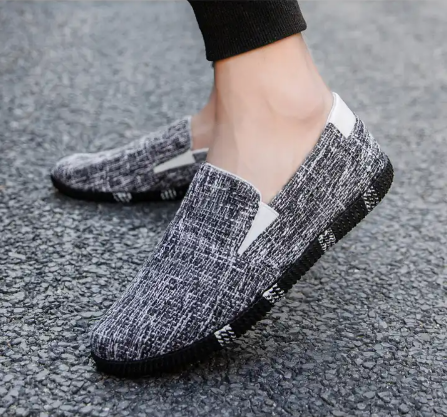 Men Linen Slip Flats Loafers Casual Shoes