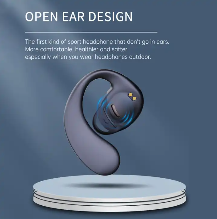 Open Ear Headphones Bt 5.2 Wireless Earbuds, Open Ear Earbuds With Dual 16.5Mm Dynamic Drivers, Up To 16 Hours Playtime