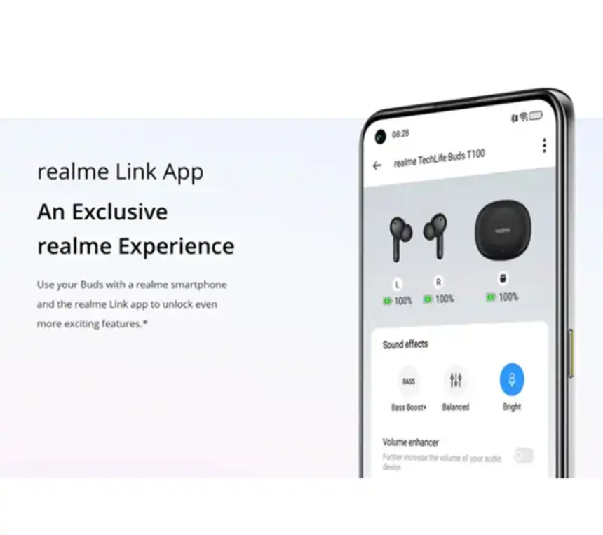 Realme Buds T100 AI ENC Smart Call Noise Reduction Wireless In-Ear Earphones