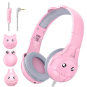 Museeq High Quality Children's Professional 85Db Limited Earphone Online Study 3.5mm Kids Headphones Cute Pink Wired Headset