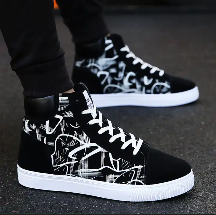 Printed High-Top Men Casual Shoes