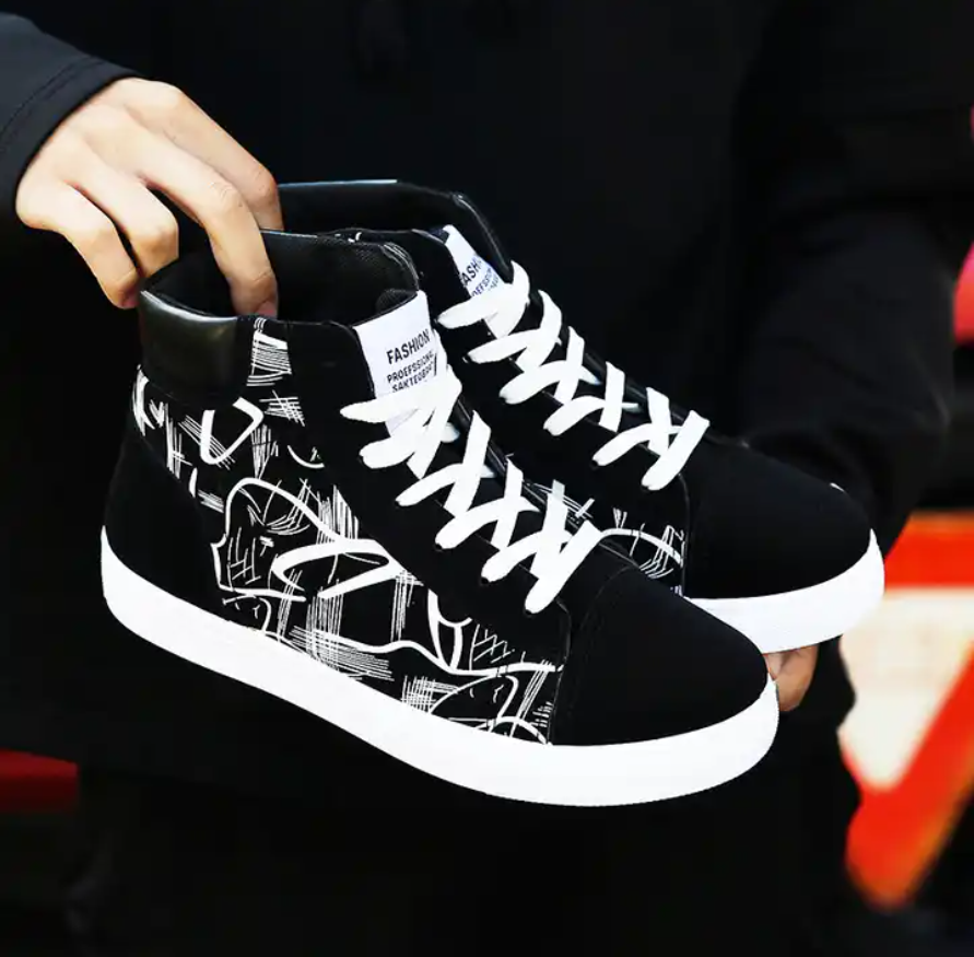 Printed High-Top Men Casual Shoes