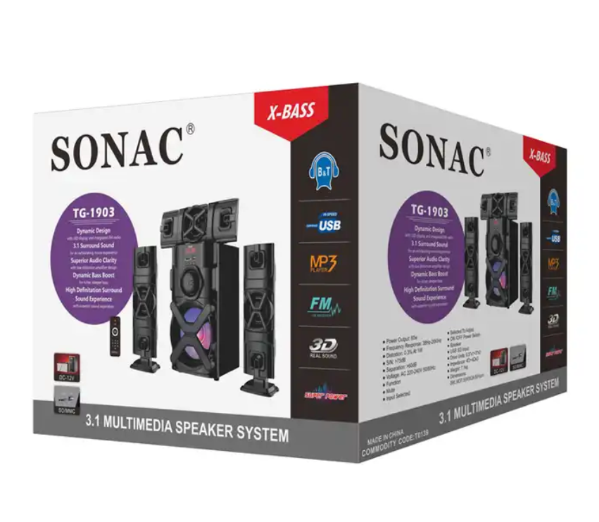 SONAC TG-1903  , Home Theatre with remote 3.1 Speaker