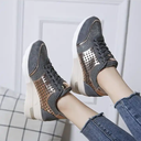 Women Summer Sneakers Wedge Heel Lace Up Leopard Shoes