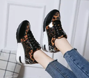 Women Summer Sneakers Wedge Heel Lace Up Leopard Shoes