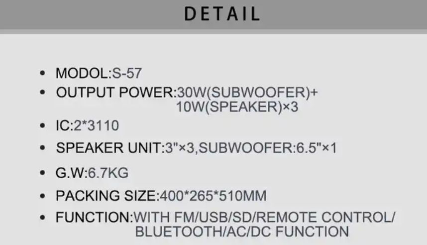 3.1 Home Theater Speaker System Subwoofer Speaker Portable Speaker With Wireless Microphone