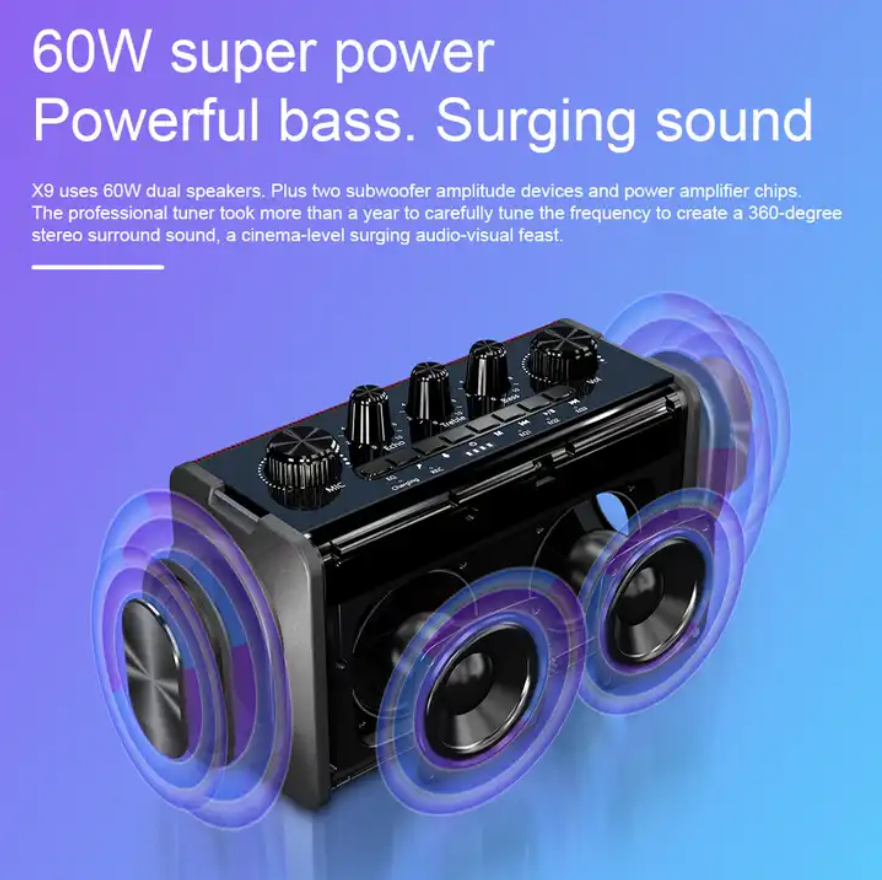 XDOBO X9 Rechargeable Amplifier wired mic karaoke 60W party box blue tooth speaker sound box with USB