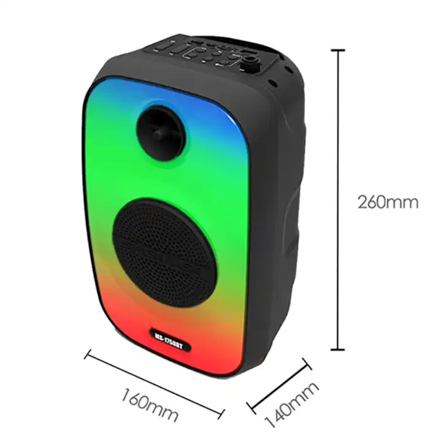 Museeq Mini Stereo Sound System Built-in Microphone with Flame Lights DJ Bass Portable Bluetooth Wireless Party Speakers