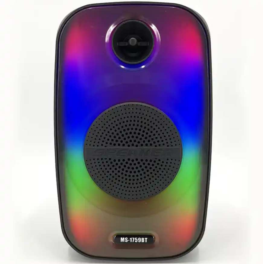 Museeq Mini Stereo Sound System Built-in Microphone with Flame Lights DJ Bass Portable Bluetooth Wireless Party Speakers