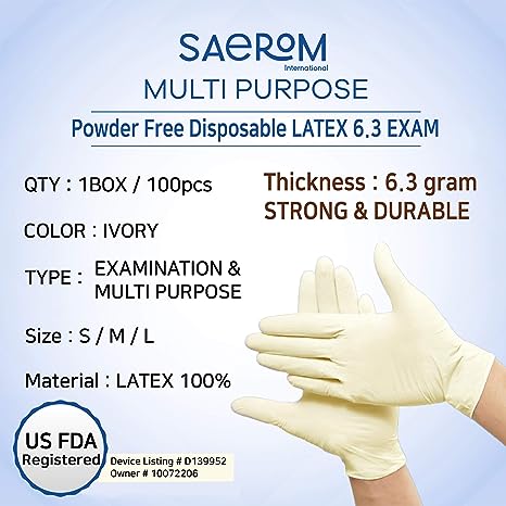 Latex Gloves Powdered Examination Gloves - 100pcs