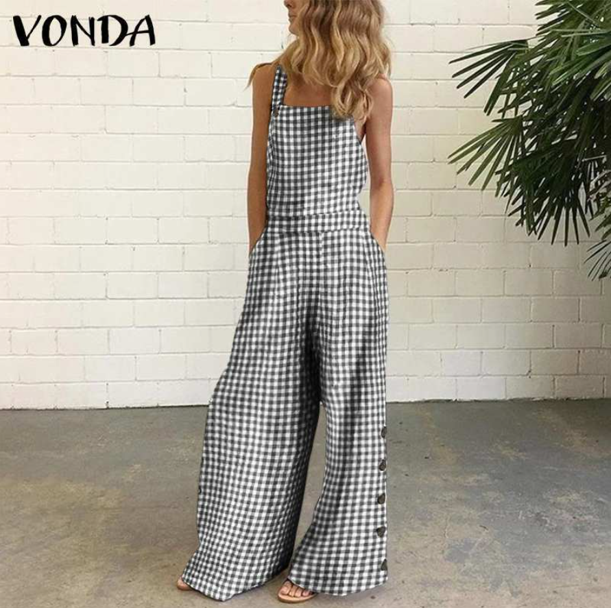 Summer New Wide-leg Pants Digital Printing Backless Jumpsuit