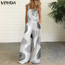 Summer New Wide-leg Pants Digital Printing Backless Jumpsuit