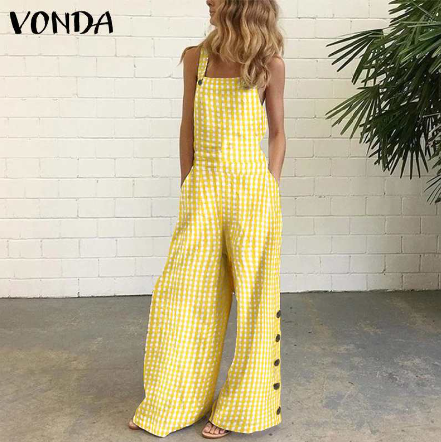 Summer New Wide-leg Pants Digital Printing Backless Jumpsuit