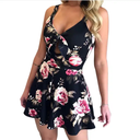 Sling Chest Bow Tie Print Loose  Jumpsuits