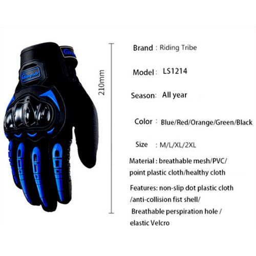 Riding Tribe Motorcycle Riding Gloves Touching Screen Hard Knuckle-Blue