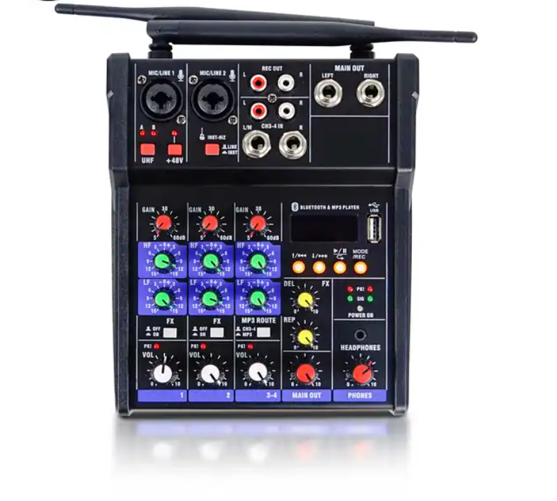 Two Zone Professional Car Audio Machine with Microphone power DJ mixer 5.1 music amplifier