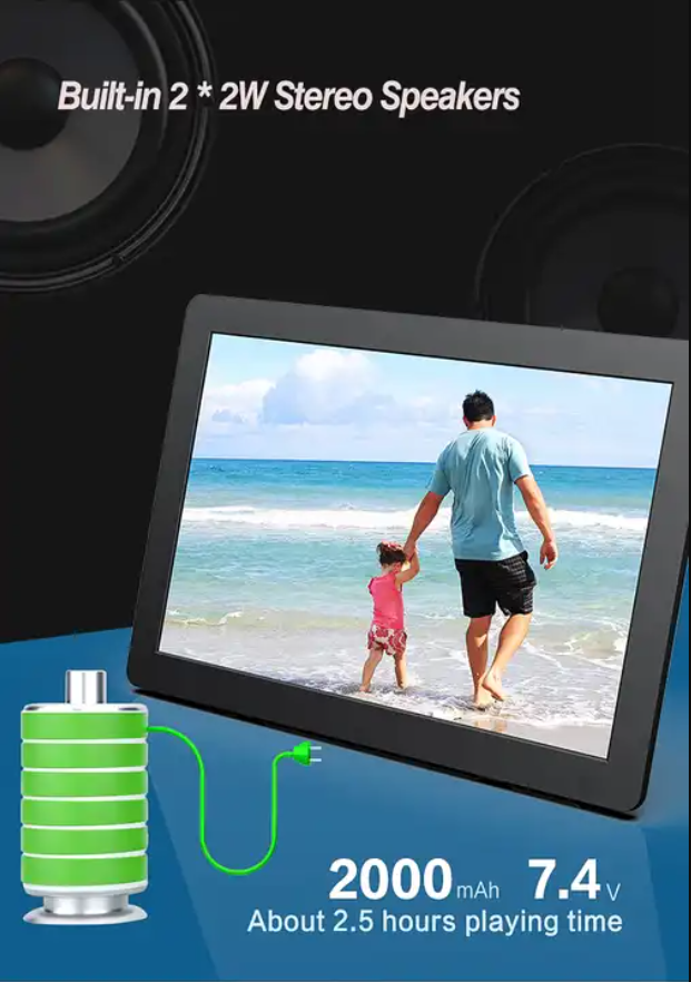 13.3 inch Mini Portable TV with built-in battery, compatible with DVB-T/DVB-T2/ATSC/ISDB/IDTV