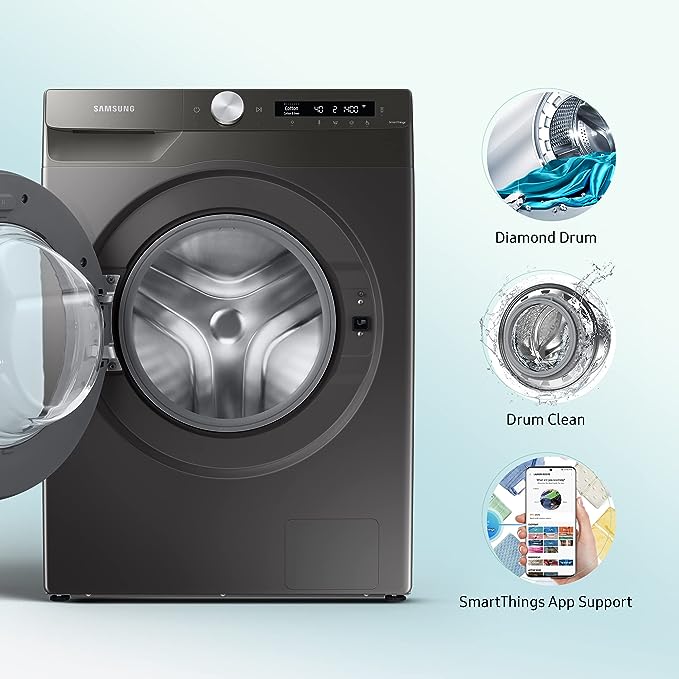 Samsung 9KG Series 5 Front-Load, Steam wash, Eco-Bubble, Silver Washing MachineSamsung 9KG Series 5 Front-Load, Steam wash, Eco-Bubble, Silver Washing Machine