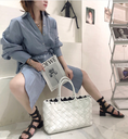 Women EMG7113 Woven Leather Handbag