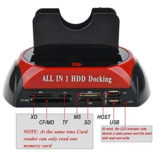 All In 1 HDD Docking Base USB 3.0 Hard Drive Card-Red