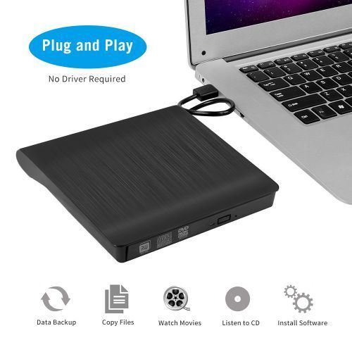 Usb 3.0 Pop-Up Mobile External Dvd-Rw Portable Drive Black