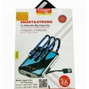 SMART AND STRONG  12000mAH BIG CAPACITY 4 CABLES +2 TORCHES