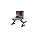 Foldable Adjustable Desk Laptop Table Stand With Mouse Pad, Cooling Fan- Black