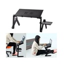 Foldable Adjustable Desk Laptop Table Stand With Mouse Pad, Cooling Fan- Black