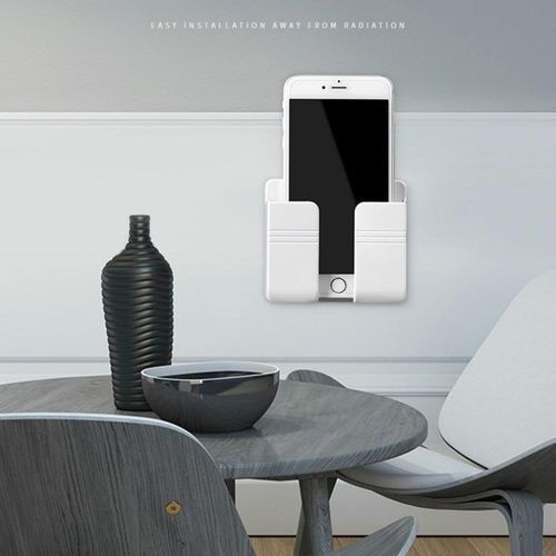 Wall-Mounted Mobile Phone Charging Holder Storage Organizer Box, White.