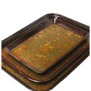 Set Of 3 Non Slide Rubber Serving Trays -Gold