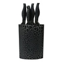 6 Piece Non Stick Knife Set On A Wooden Stand-Black. 