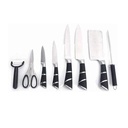 9 Pcs Kitchen Knife Set with 360° Rotating Acrylic Stand, Black. 