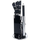 9 Pcs Kitchen Knife Set with 360° Rotating Acrylic Stand, Black. 