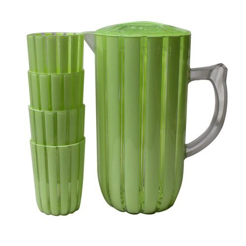 Plastic Jar And 4 Plastic Mugs