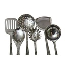 7 Piece Kitchen Tool Cooking Utensils, Serving Spoons-Silver