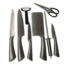 7 Piece Kitchen Knife Set On A Rotating Plate Stand - Silver. 