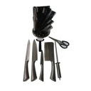 7 Piece Kitchen Knife Set On A Rotating Plate Stand - Silver. 