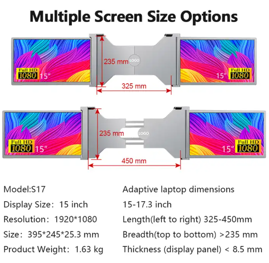 Screen Extender for Laptop Tiple 2nd Screen Dual Display Extension Energy Monitor Laptop 2K